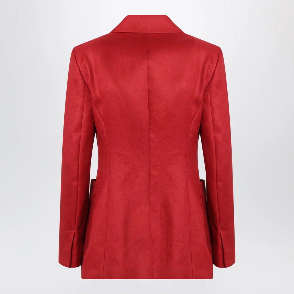 Max Mara Semi-fitted single-breasted blazer in red linen
