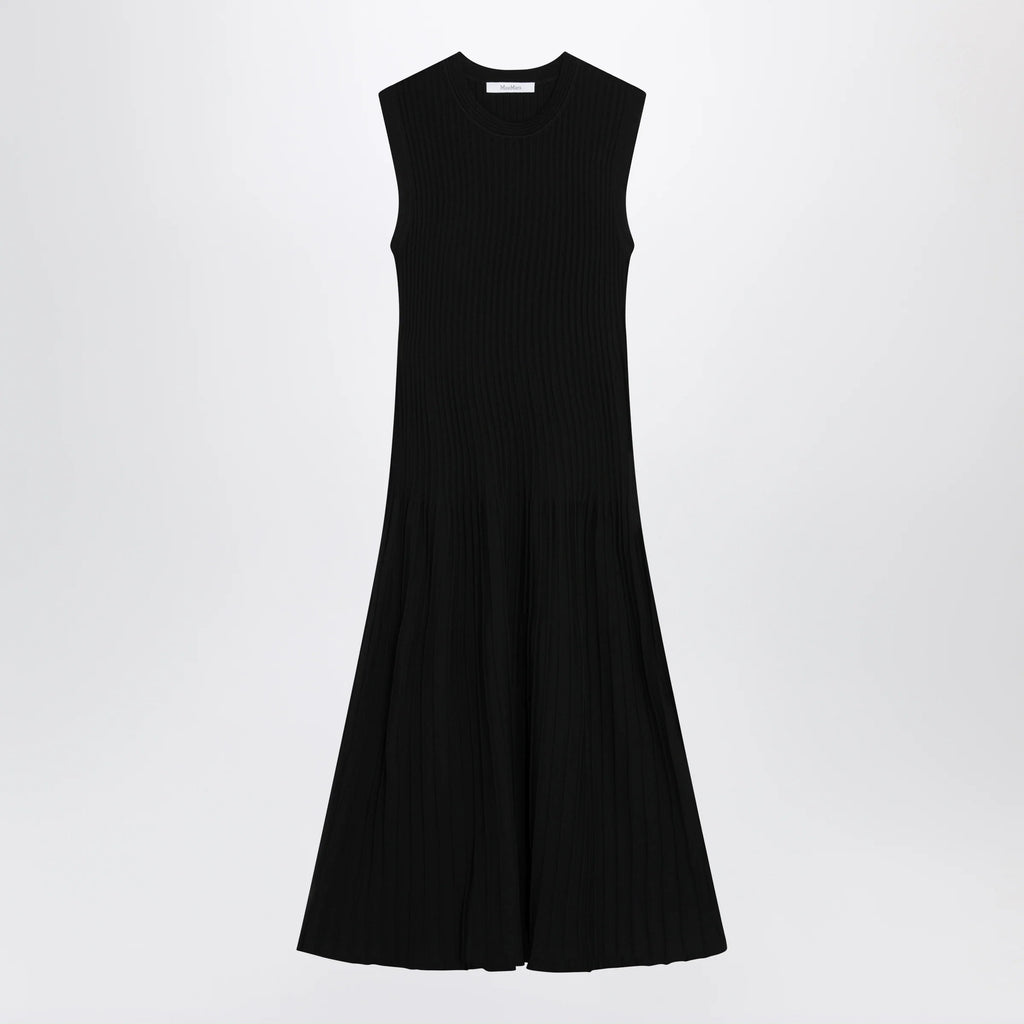 Max Mara Midi fit-and-flare ribbed viscose crêpe dress in black