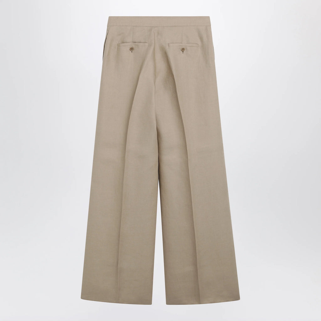 Max Mara Regular-fit linen natté trousers in sand