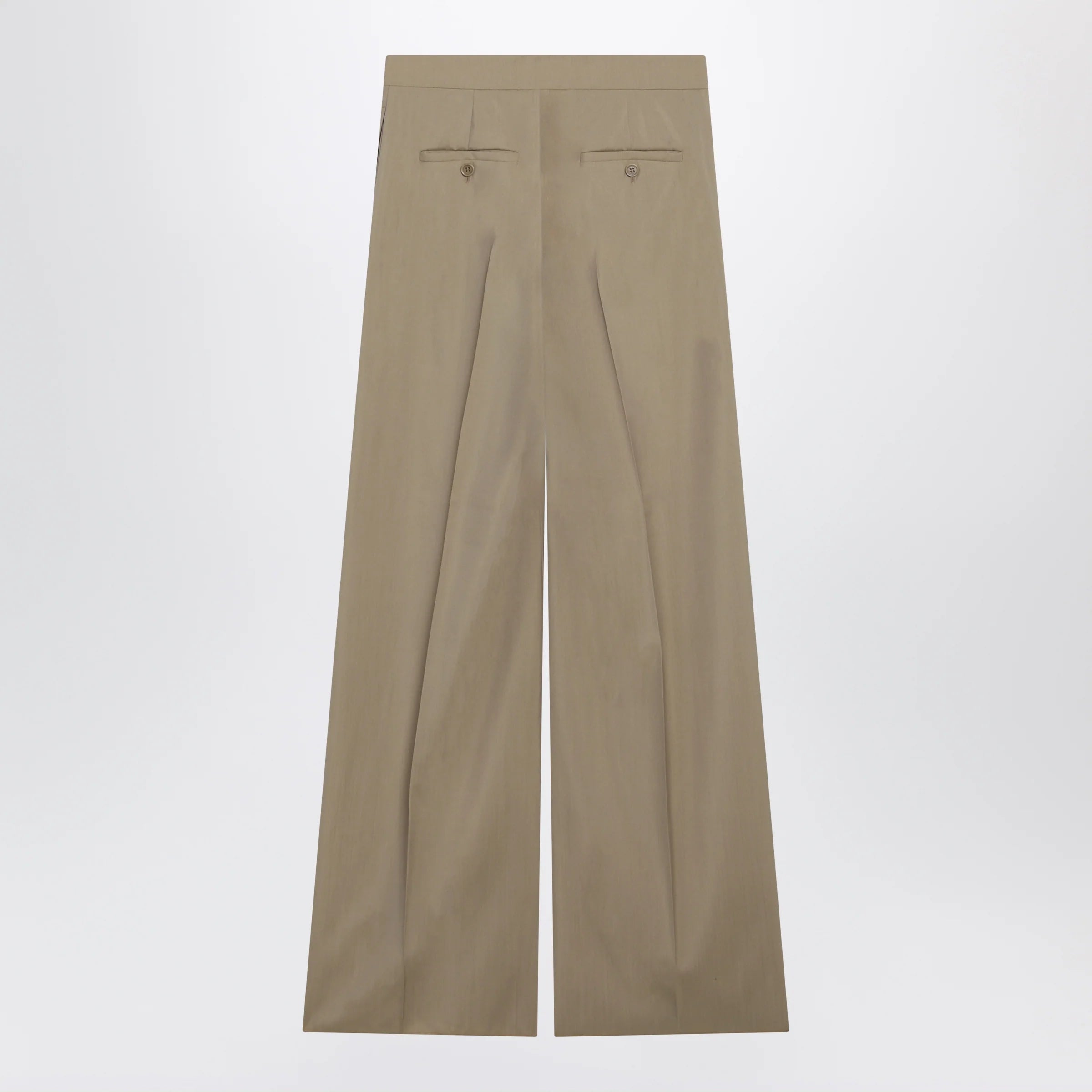 Max Mara Wide-leg trousers in sand-colored wool and silk poplin