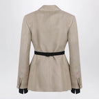 Max Mara Double-breasted pure linen blazer in camel