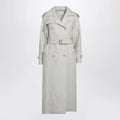 Max Mara Sand-coloured double-breasted duster coat in linen drill