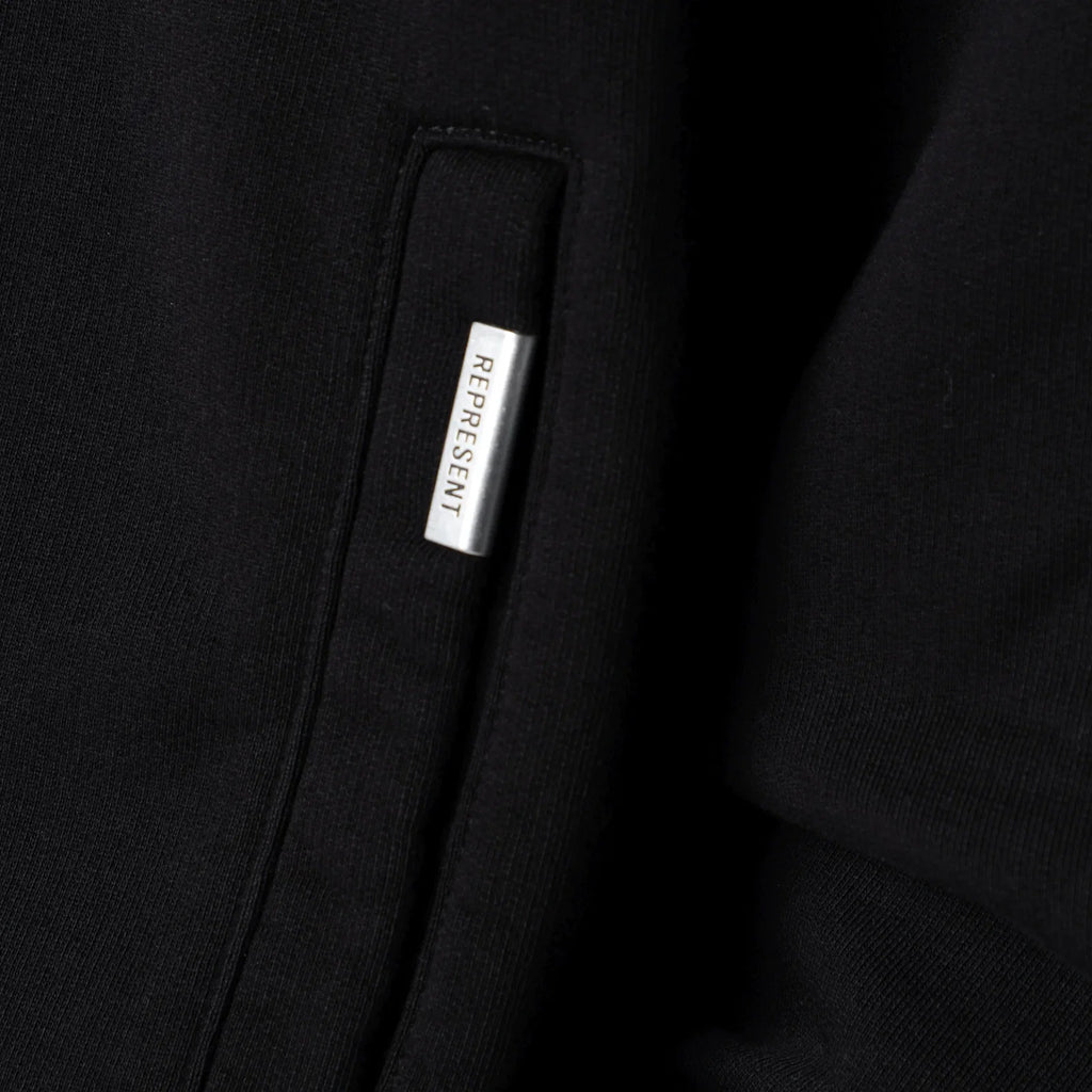Represent Black cotton zip-up hoodie