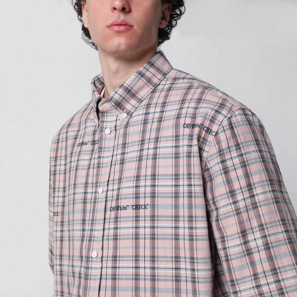 Off White Off-White™ Pink check-pattern shirt with logos