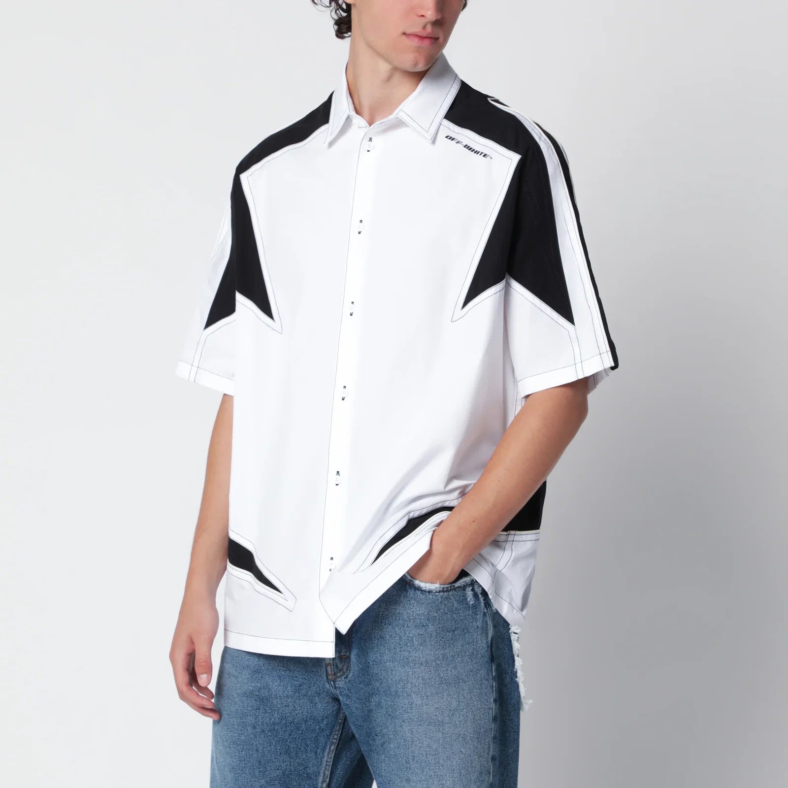 Off White Off-White™ Off-White white/black Race Logo Star bowling shirt