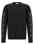 Off White Diag Arrow Fuzzy Sweater With Intarsia