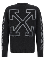 Off White Diag Arrow Fuzzy Sweater With Intarsia