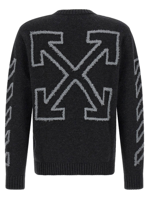 Off White Diag Arrow Fuzzy Sweater With Intarsia