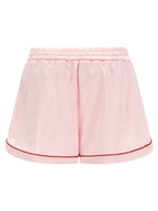 Off White Jacquard Satin Pajama Shorts