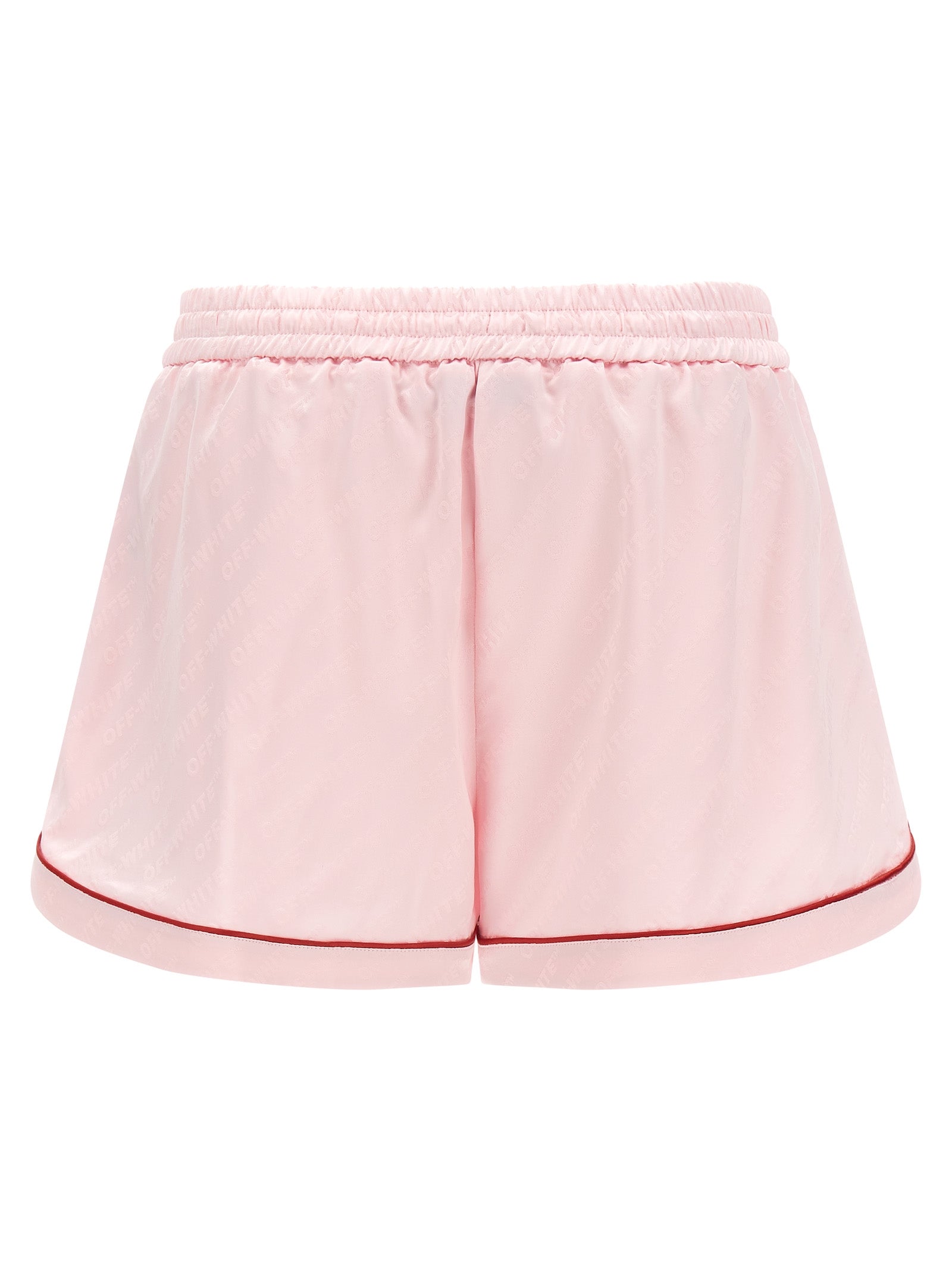 Off White Jacquard Satin Pajama Shorts