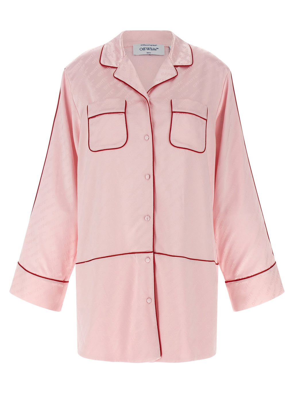 Off White Jacquard Satin New Roxy Pajama Shirt