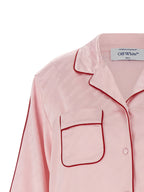 Off White Jacquard Satin New Roxy Pajama Shirt