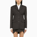 Off White Off-White™ Grey single-breasted pinstripe jacket in wool blend