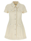 Self-Portrait Self Portrait Cream Collared Denim Mini Dress