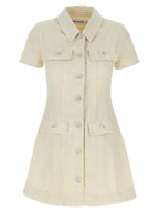 Self-Portrait Self Portrait Cream Collared Denim Mini Dress