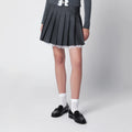 Self-Portrait Pleated wool mini skirt with lace trim in grey