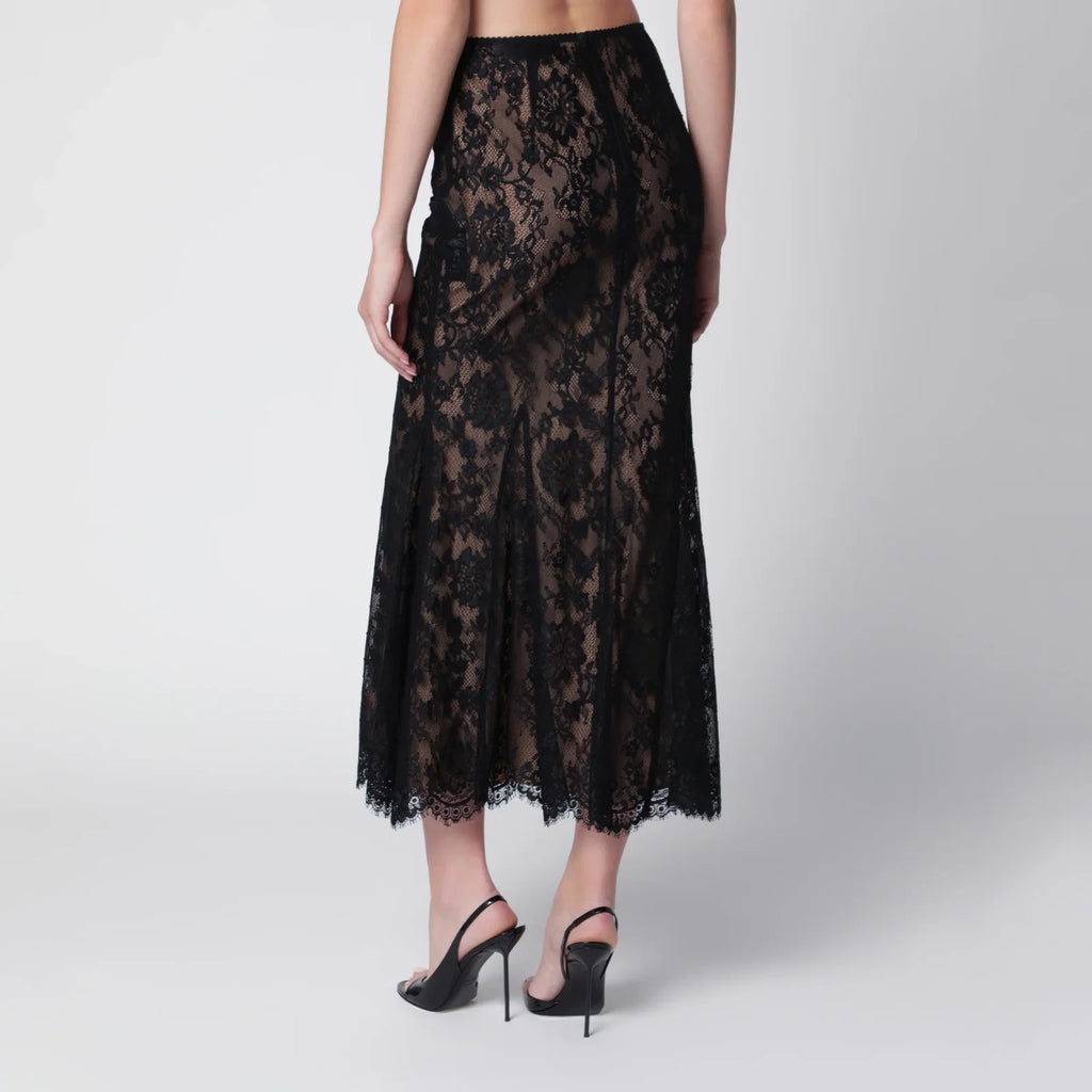 Self-Portrait Lace midi skirt in black