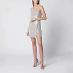 Self-Portrait Champagne mini dress with rhinestones