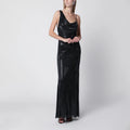 Self-Portrait Draped rhinestone-embellished maxi dress in black