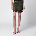 Self-Portrait Crystal metallic knit miniskirt in green