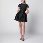 Self-Portrait Mini taffeta dress with collar in black