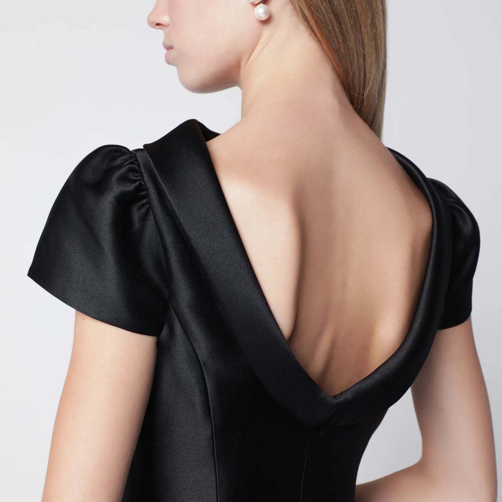 Self-Portrait Mini taffeta dress with collar in black