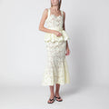 Self-Portrait Yellow peplum midi lace dress