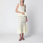 Self-Portrait Yellow peplum midi lace dress