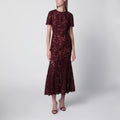 Self-Portrait Burgundy lace midi dress with removable belt