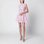 Self-Portrait Pink lace mini dress with floral details