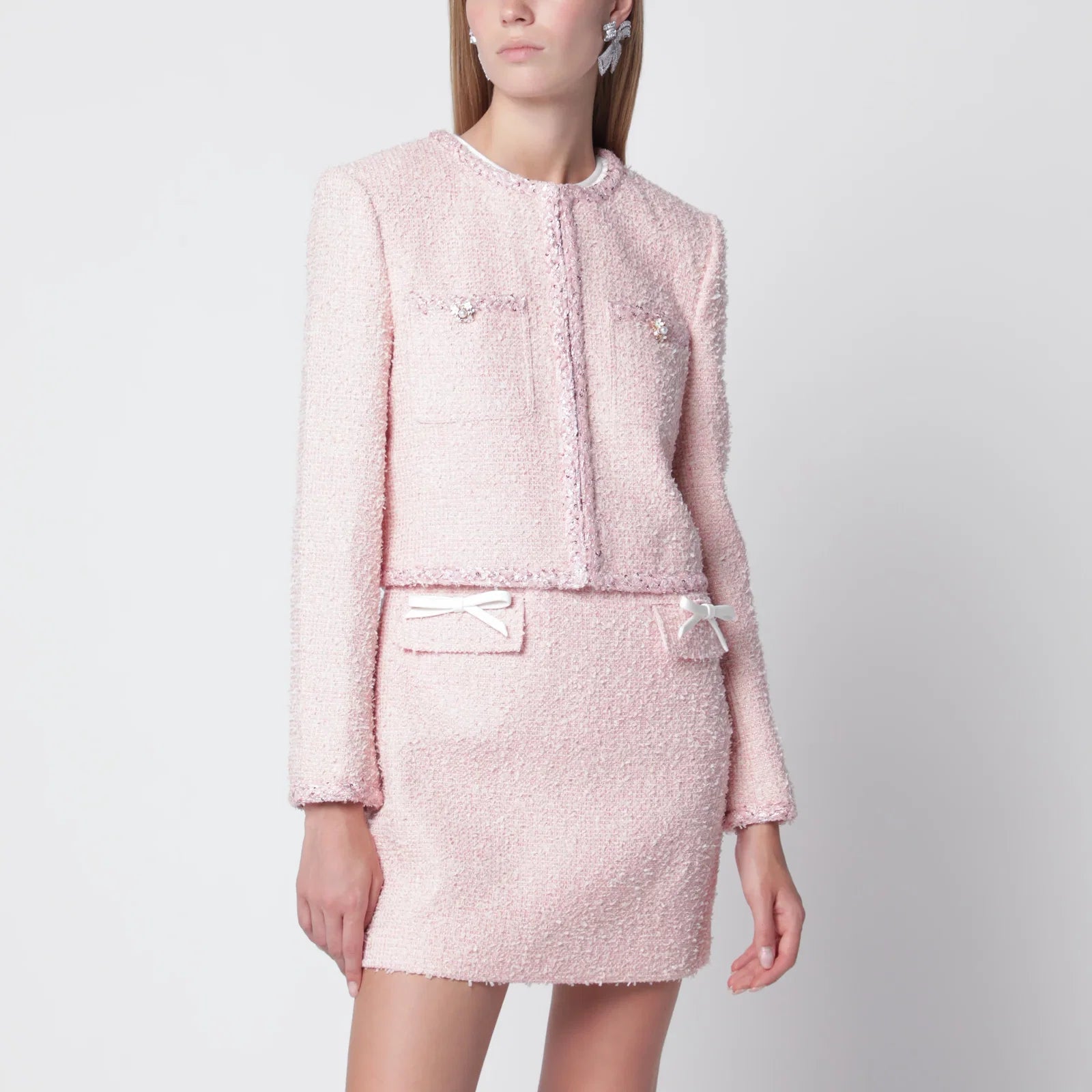 Self-Portrait Pink bouclé jacket