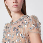 Self-Portrait Sequin-embellished midi dress in polyester, silver