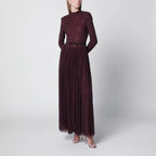 Self-Portrait Burgundy long dress with rhinestones