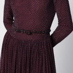 Self-Portrait Burgundy long dress with rhinestones