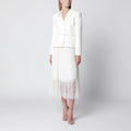 Self-Portrait Bouclé shawl-collar midi dress in cream