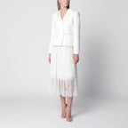 Self-Portrait Bouclé shawl-collar midi dress in cream