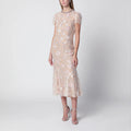 Self-Portrait Floral sequin midi dress in pink polyester