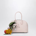 Self-Portrait Mini embossed leather bowling bag in pink