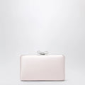 Self-Portrait Satin clutch with crystal bow in pink
