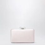 Self-Portrait Satin clutch with crystal bow in pink
