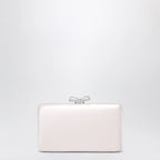 Self-Portrait Satin clutch with crystal bow in pink