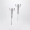 Self-Portrait Double crystal bow drop earrings in silver-plated brass