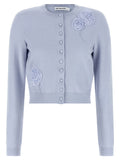 Self-Portrait Blue Flower Knit Cardigan