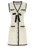 Self-Portrait White Pointelle Knit Mini Dress