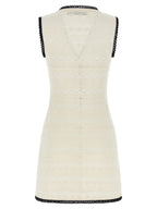 Self-Portrait White Pointelle Knit Mini Dress