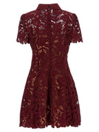 Self-Portrait Burgundy Lace Mini Dress