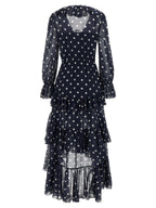 Self-Portrait Polka Dot Georgette Ruffle Maxi Dress