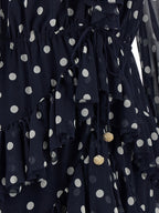 Self-Portrait Polka Dot Georgette Ruffle Maxi Dress