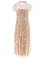 Self-Portrait Pink Flower Sequin Embellished Midi Dress
