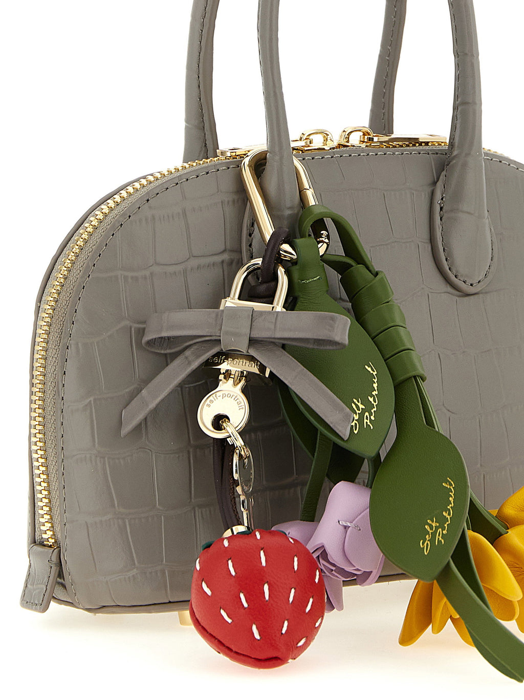 Self-Portrait Croc Leather Mini Toast Handbag